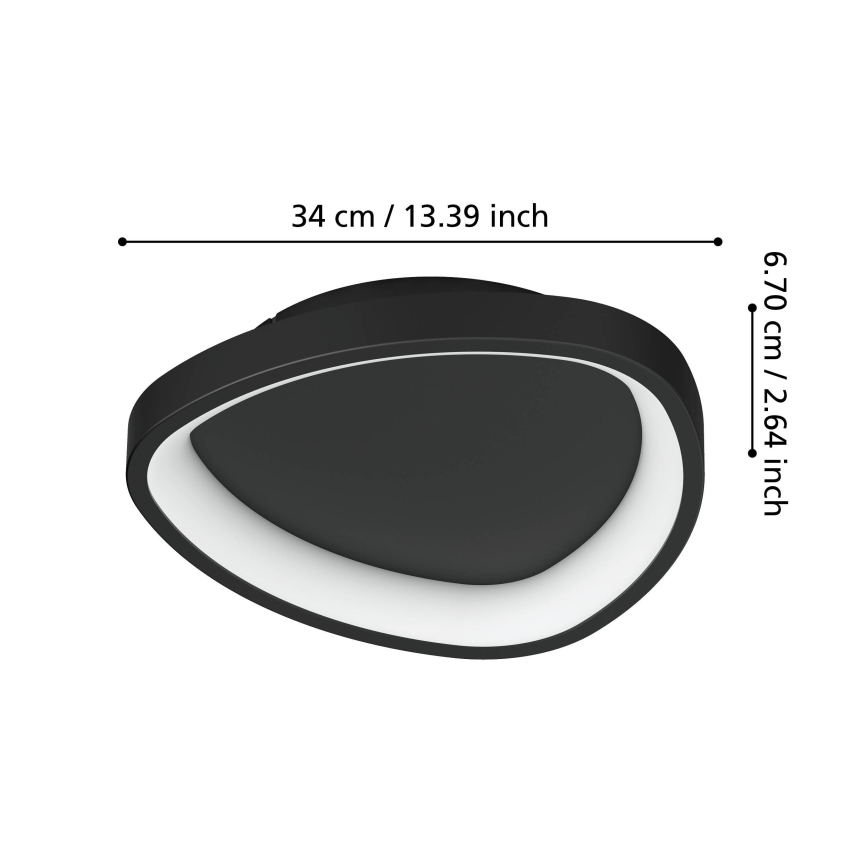 Eglo - Dimbare LED Plafondlamp LED/12W/230V 2700-6500K zwart + afstandsbediening