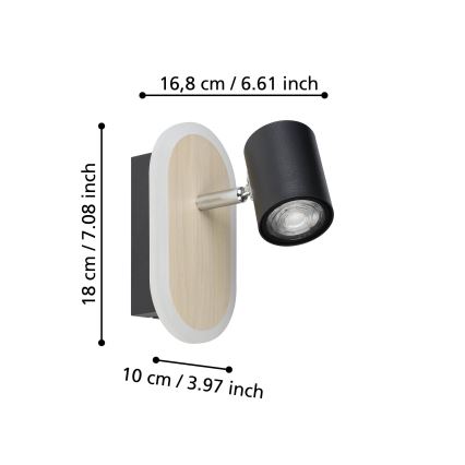 Eglo - LED-muurspot LED/7W/230V bruin/zwart
