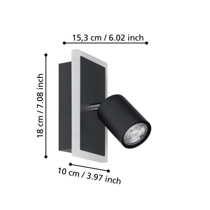 Eglo - LED wandspot LED/7W/230V zwart