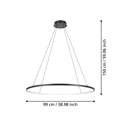 Eglo - Dimbare LED hanglamp aan een koord LED/40W/230V 2700-6500K zwart + afstandsbediening
