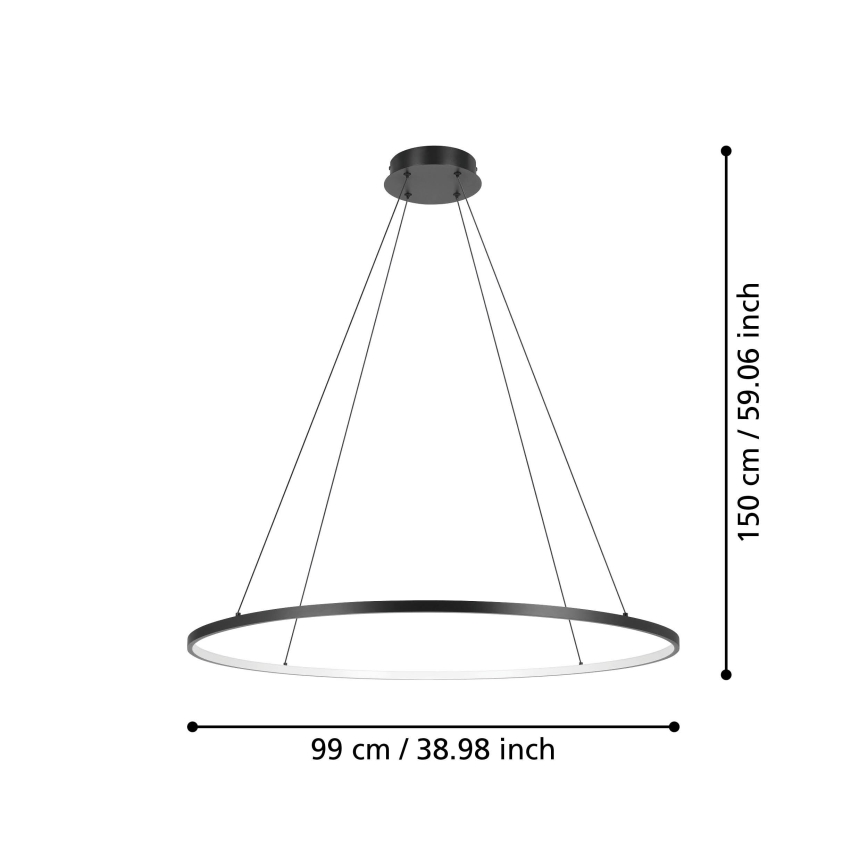 Eglo - Dimbare LED hanglamp aan een koord LED/40W/230V 2700-6500K zwart + afstandsbediening