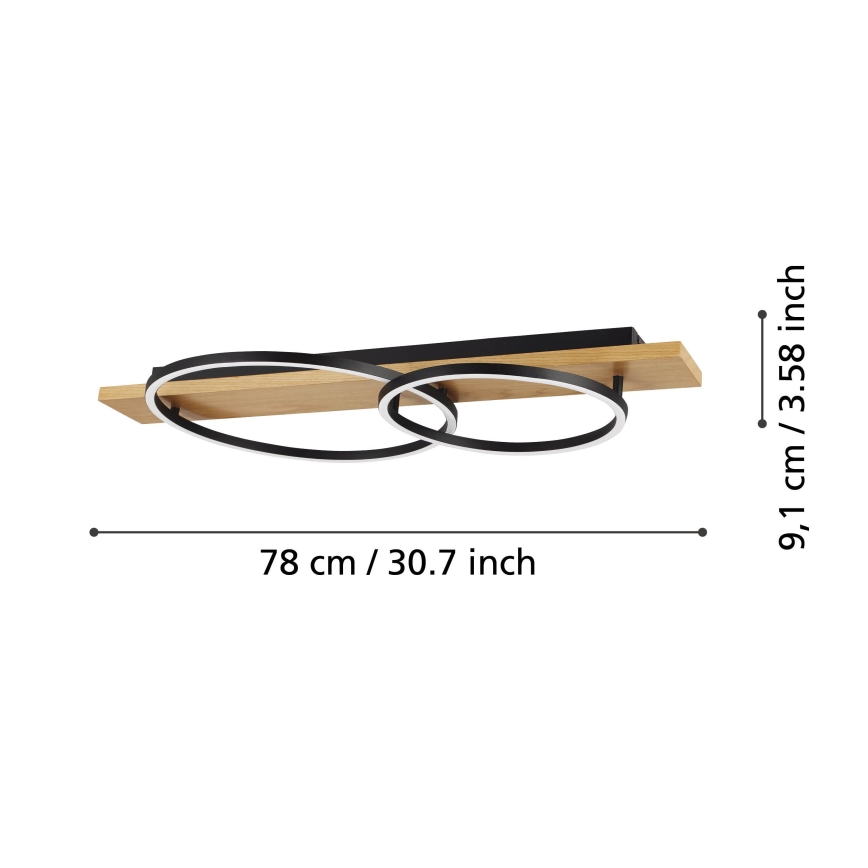 Eglo - LED Plafondlamp 2xLED/12W/230V 3000K beige/zwart