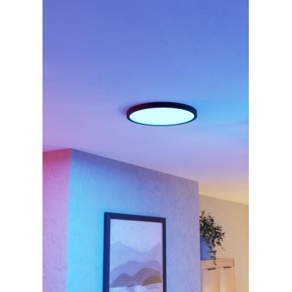 Eglo - LED RGBW dimbare plafondlamp voor badkamer LED/17,5W/230V 2700-6500K Ø 39,9 cm IP44 zwart
