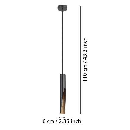 Eglo - LED Hanglamp aan een koord 1xGU10/4,5W/230V 3000K zwart/bruin