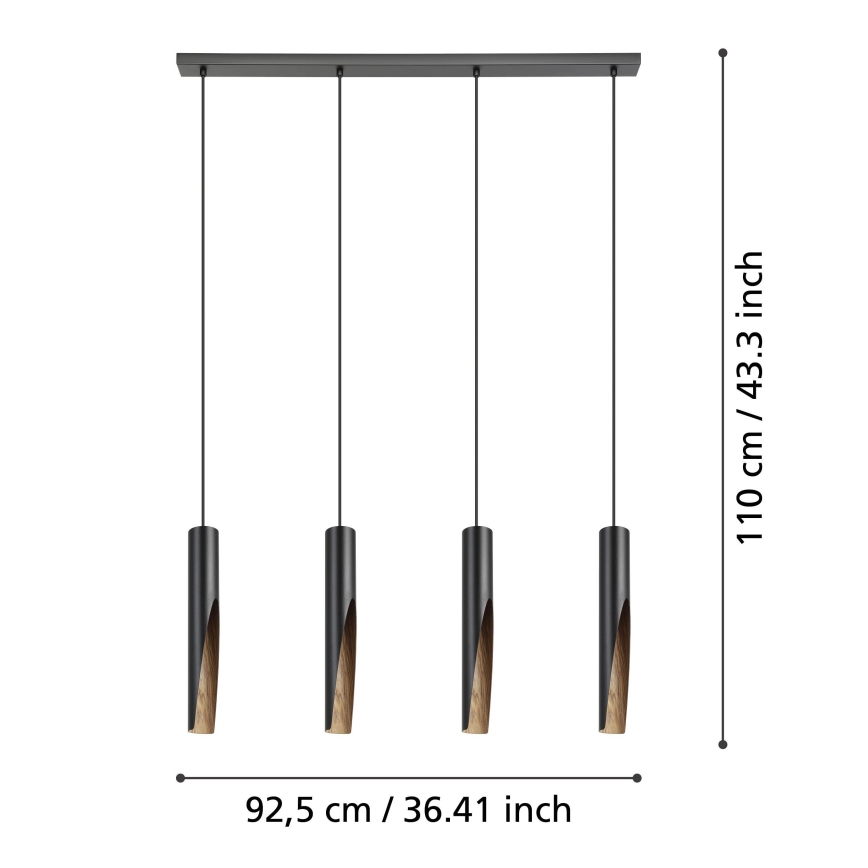 Eglo - LED Hanglamp aan een koord 4xGU10/4,5W/230V 3000K zwart/bruin
