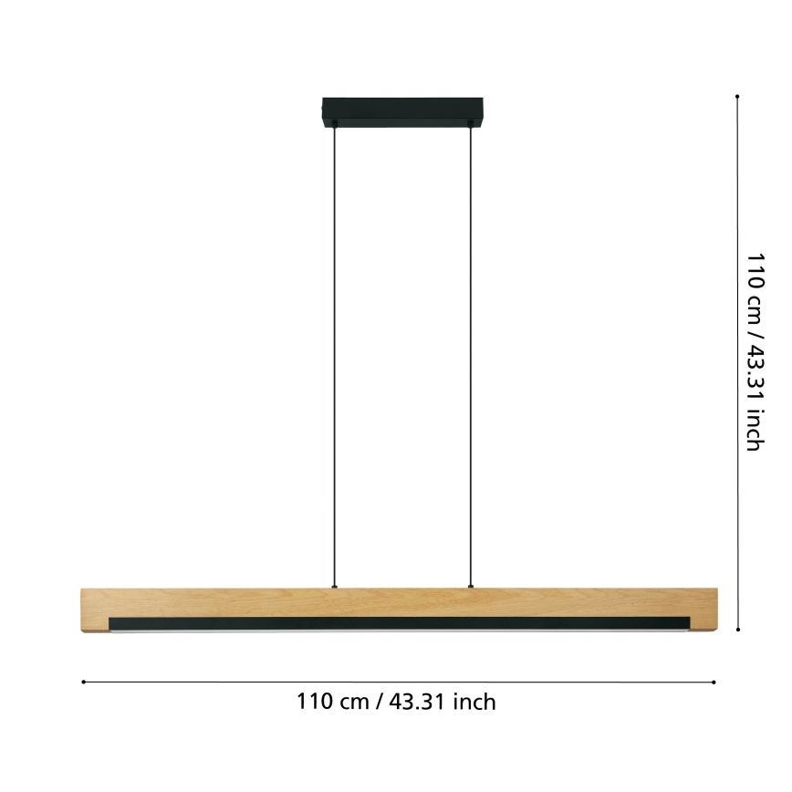 Eglo - Dimbare LED hanglamp aan een koord LED/25,5W/230V 3000K zwart/beige