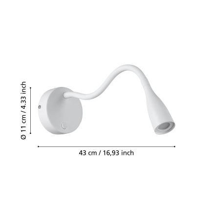Eglo - Flexibele LED-wandlamp LED/3,8W/230V wit