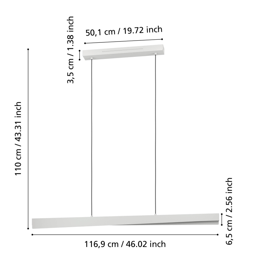 Eglo - LED RGBW dimbare hanglamp met kabelophanging LED/19W/230V 2700-6500K grijs