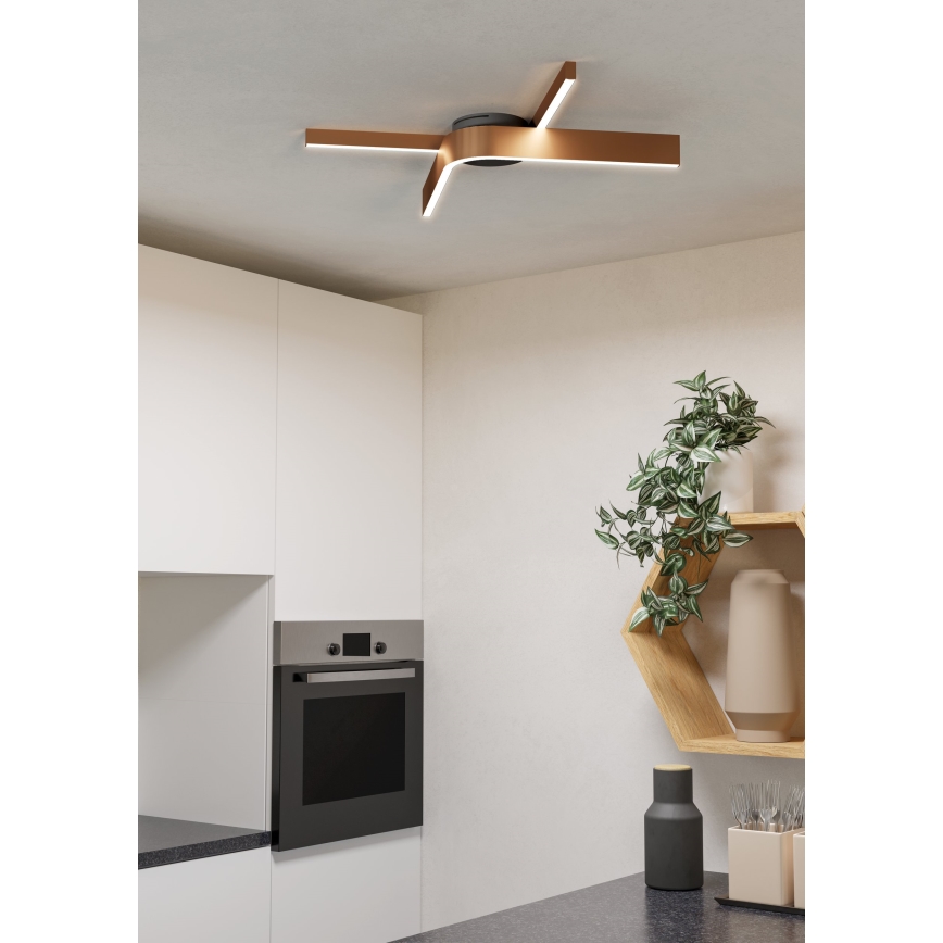 Eglo - LED RGBW dimbare plafondlamp 2xLED/18W/230V 2700-6500K koper/zwart