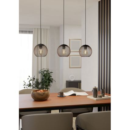 Eglo - Hanglamp aan kabel 3xE27/60W/230V zwart