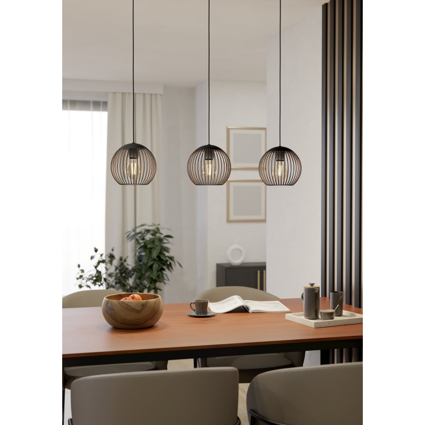 Eglo - Hanglamp aan kabel 3xE27/60W/230V zwart