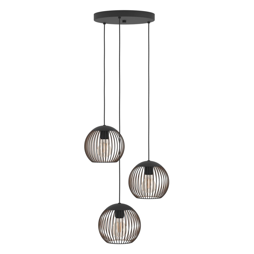 Eglo - Hanglamp met kabel 3xE27/60W/230V zwart