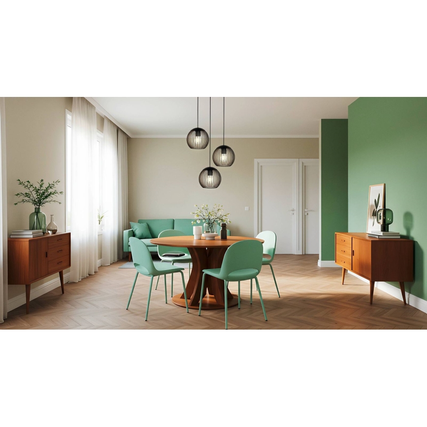 Eglo - Hanglamp met kabel 3xE27/60W/230V zwart