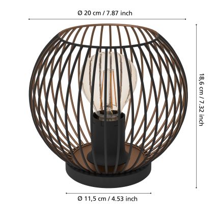 Eglo - Tafellamp 1xE27/60W/230V zwart