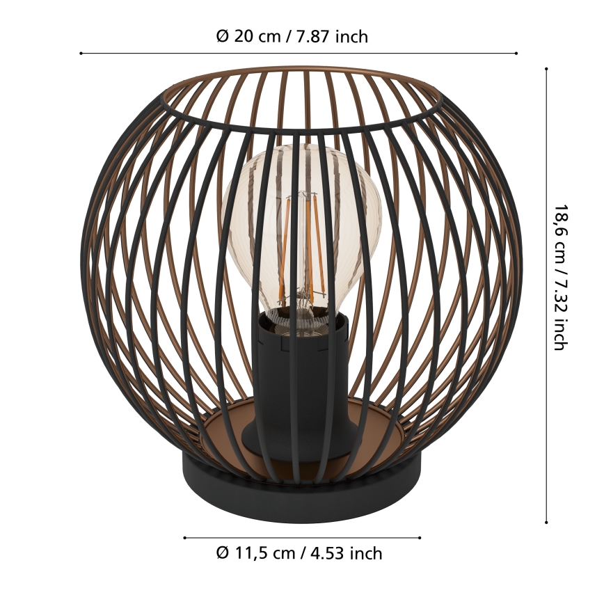 Eglo - Tafellamp 1xE27/60W/230V zwart