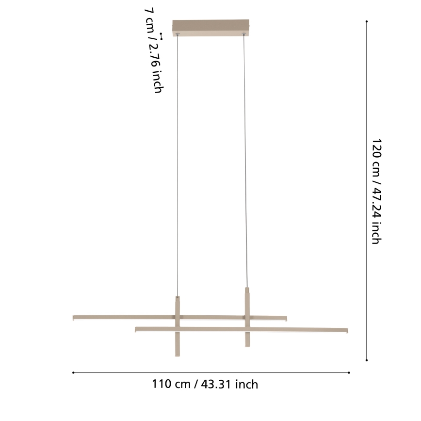 Eglo - LED-kroonluchter aan kabel LED/20W/230V beige