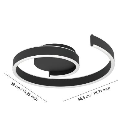 Eglo - LED RGBW dimbare plafondlamp LED/37W/230V 3000-6500K zwart