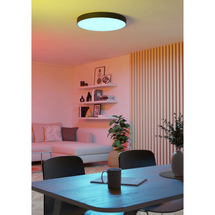 Eglo - LED RGBW dimbare plafondlamp LED/36,5W/230V 2700-6500K Ø 69cm zwart