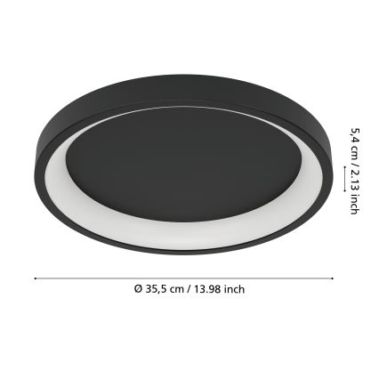 Eglo - LED RGBW dimbare plafondlamp LED/19,6W/230V 2700-6500K Ø 35 cm zwart