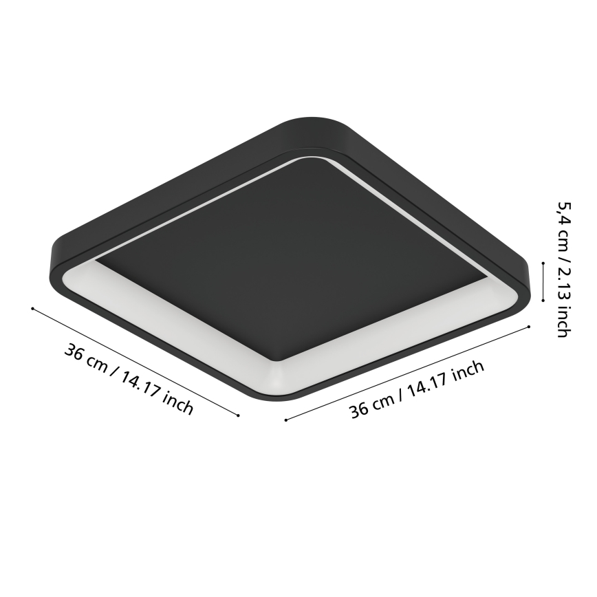 Eglo - Dimbare RGBW LED-plafondlamp LED/20W/230V 2700-6500K 35x35 cm zwart