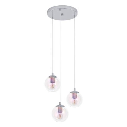 Eglo - Hanglamp met stalen kabel 3xE27/60W/230V glanzend chroom