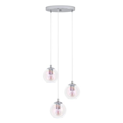 Eglo - Hanglamp met stalen kabel 3xE27/60W/230V glanzend chroom