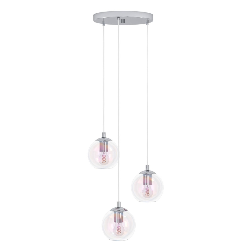 Eglo - Hanglamp met stalen kabel 3xE27/60W/230V glanzend chroom