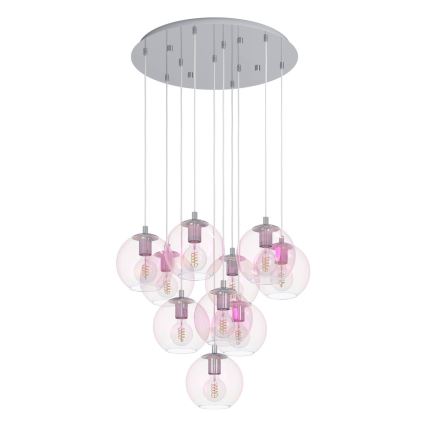 Eglo - Kroonluchter aan kabel 10xE27/60W/230V glanzend chroom/helder