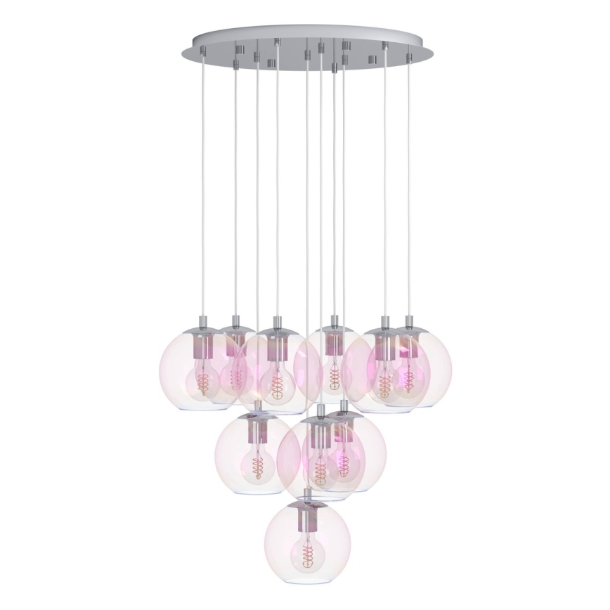 Eglo - Kroonluchter aan kabel 10xE27/60W/230V glanzend chroom/helder