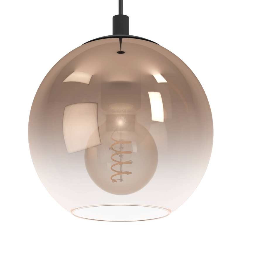 Eglo - Hanglamp met kabel 3xE27/60W/230V zwart/beige/gerookt glas