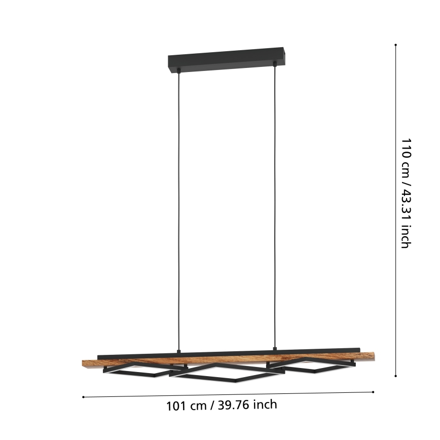 Eglo - dimbare LED-hanglamp aan kabel 2xLED/13W/230V + LED/16W zwart/bruin