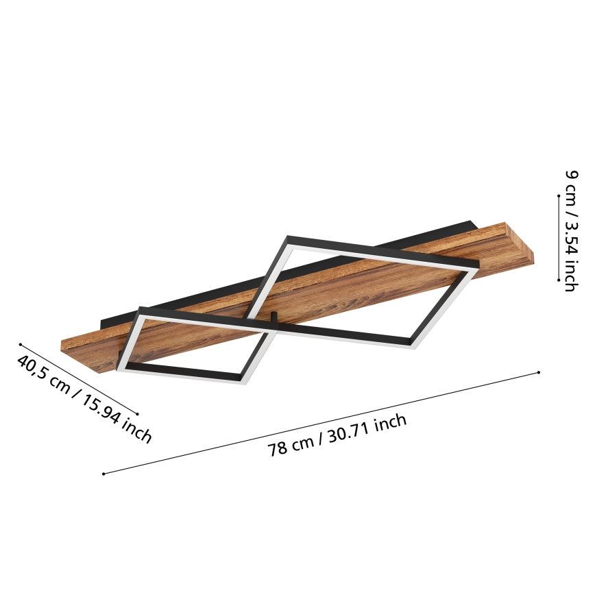 Eglo - LED-plafondlamp LED/13W/230V + LED/15W zwart/bruin