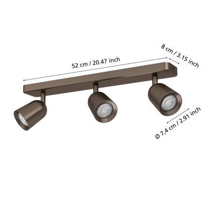 Eglo - Plafondspot 3xGU10/10W/230V brons