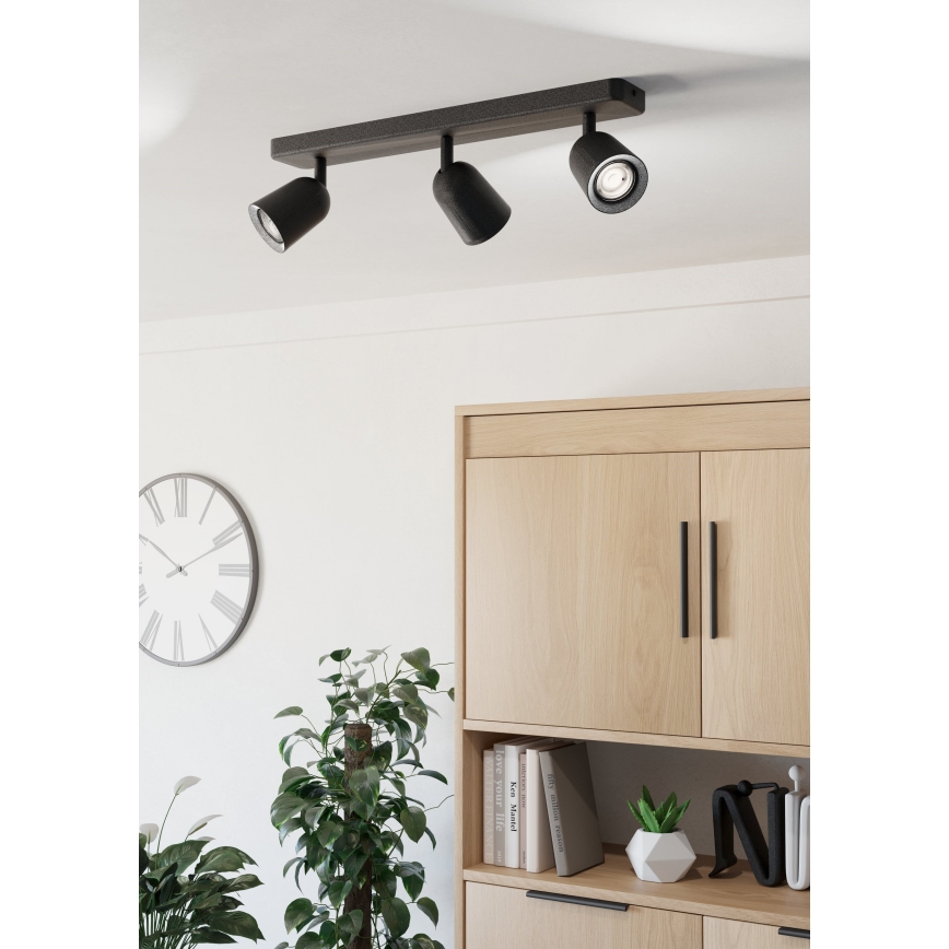 Eglo - Spotarmatuur 3xGU10/10W/230V zwart