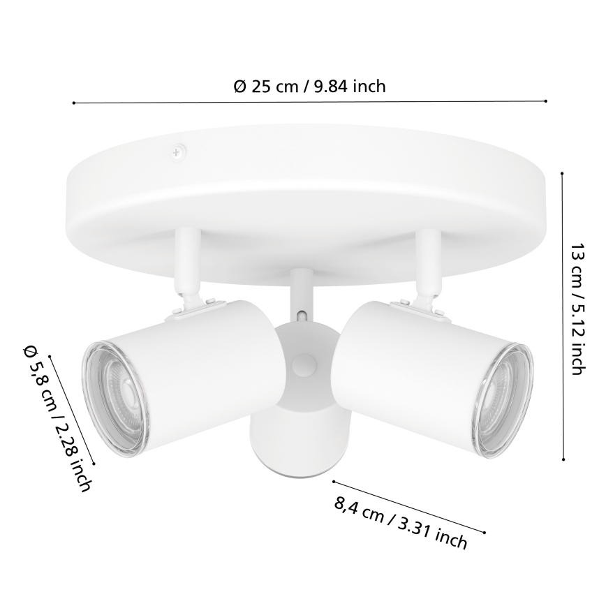 Eglo - Badkamer plafondspot 3x GU10/5W/230V Ø 25 cm IP44 wit