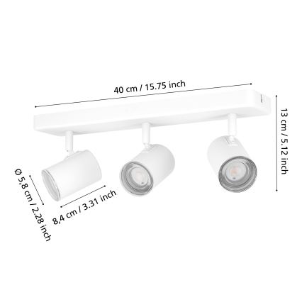 Eglo - Witte badkamerspot 3xGU10/5W/230V IP44