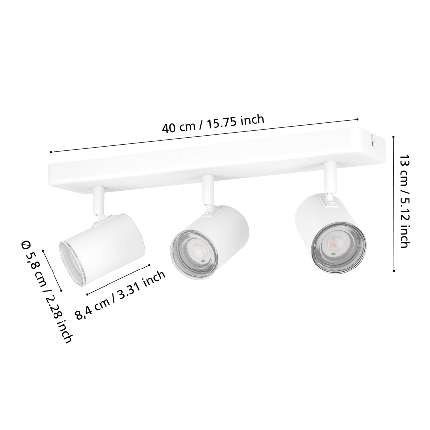 Eglo - Witte badkamerspot 3xGU10/5W/230V IP44