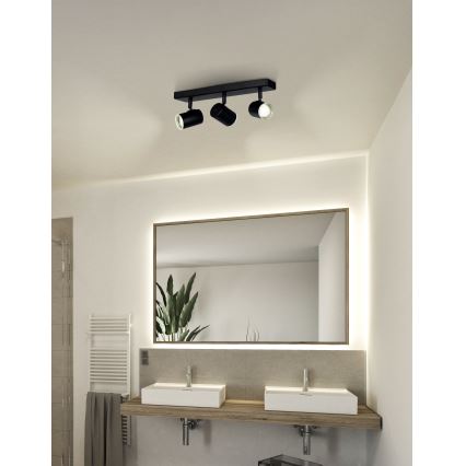 Eglo - Badkamer spot 3xGU10/5W/230V IP44 zwart