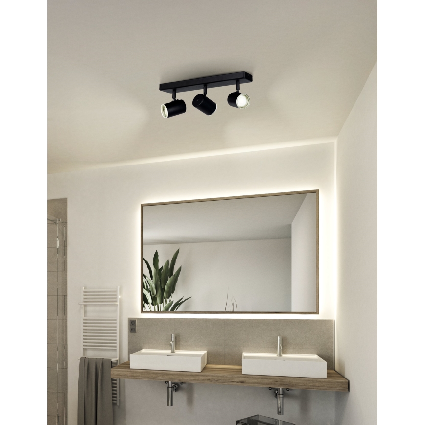 Eglo - Badkamer spot 3xGU10/5W/230V IP44 zwart