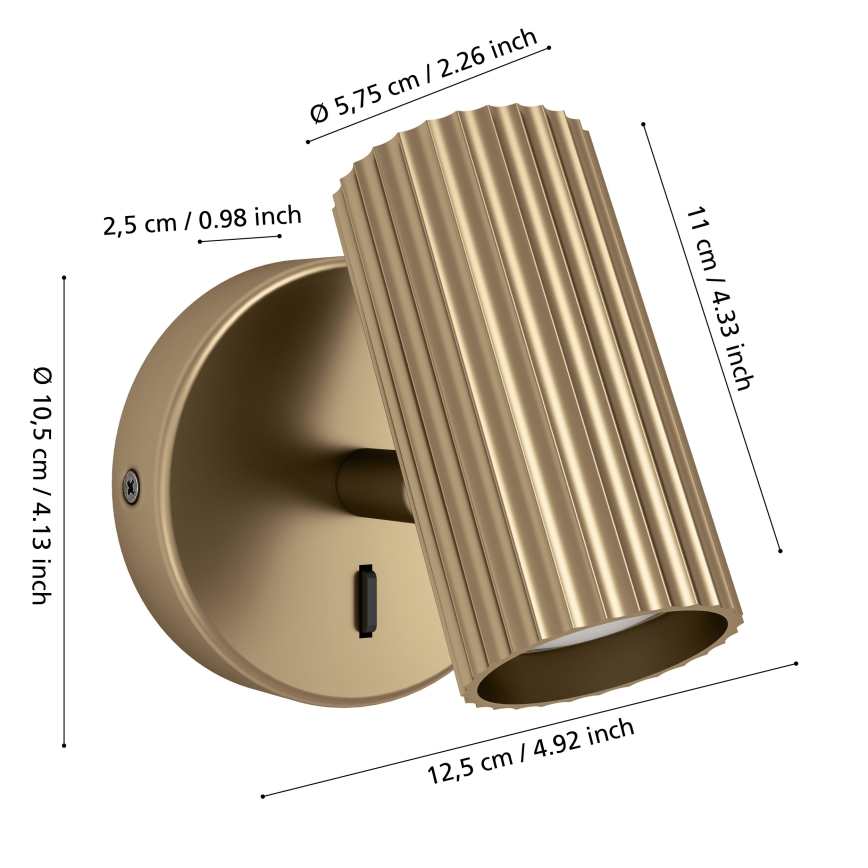 Eglo - Wandspot 1xGU10/5W/230V goud