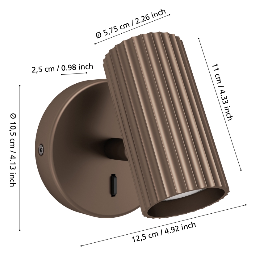 Eglo - Bruine wandspot 1xGU10/5W/230V