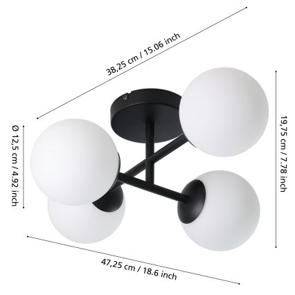 Eglo - LED badkamer opbouwplafondlamp 4xG9/4,2W/230V IP44 zwart