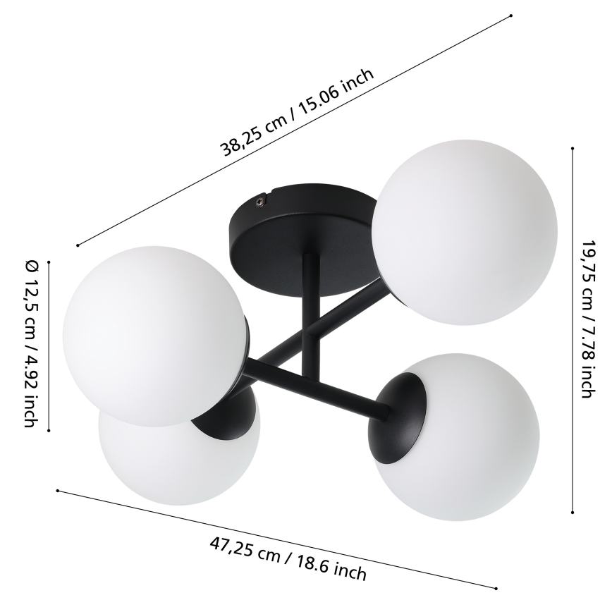 Eglo - LED badkamer opbouwplafondlamp 4xG9/4,2W/230V IP44 zwart
