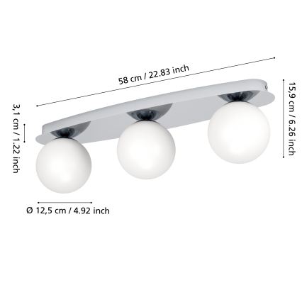 Eglo - LED badkamerplafonnière 3xG9/4,2W/230V IP44 glanzend chroom