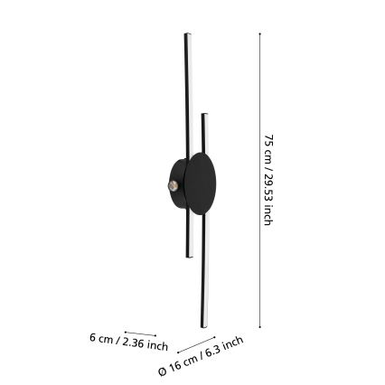 Eglo - LED-wandlamp LED/20W/230V + LED/0,91W zwart