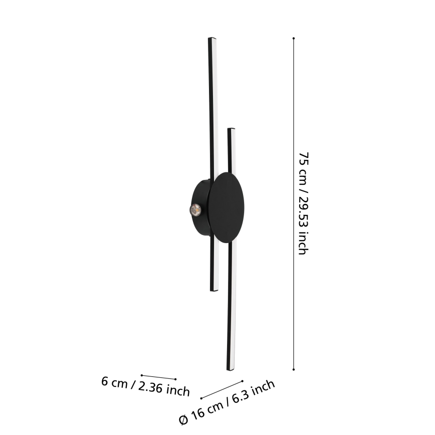 Eglo - LED-wandlamp LED/20W/230V + LED/0,91W zwart