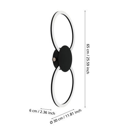 Eglo - LED wandlamp LED/20W/230V + LED/0,91W zwart