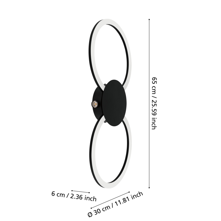 Eglo - LED wandlamp LED/20W/230V + LED/0,91W zwart