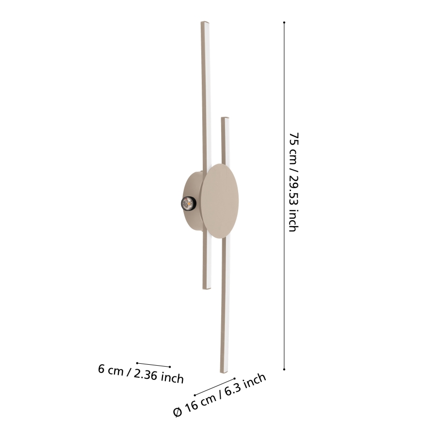 Eglo - LED-wandlamp LED/20W/230V + LED/0,91W beige