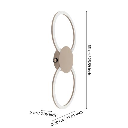 Eglo - LED Wandlamp LED/20W/230V + LED/0,91W beige